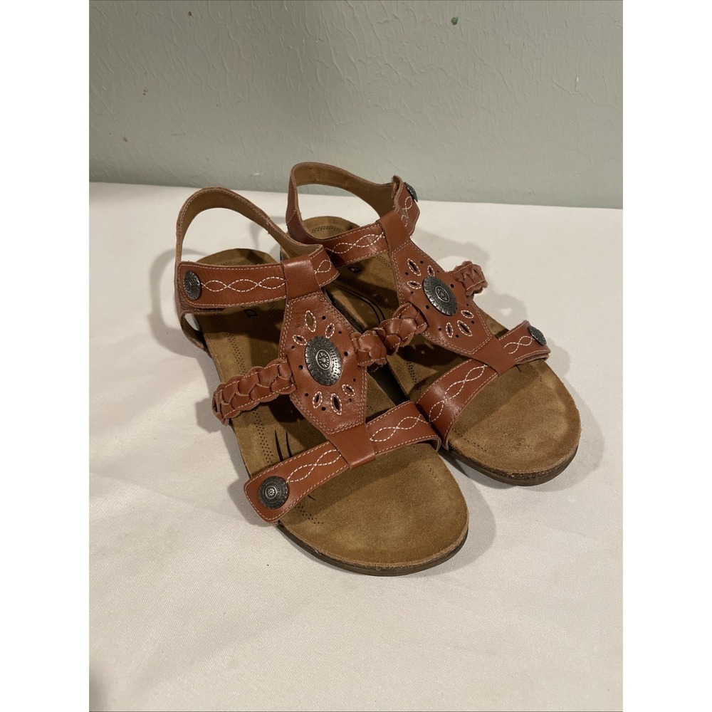 Biza Tucson Sandals Women's Sz 39 US 8-8.5 Tan Comfort Leather Southwestern Euc‎